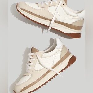 Madewell Kick Off Sneakers White and Tan Women’s Size 7.5